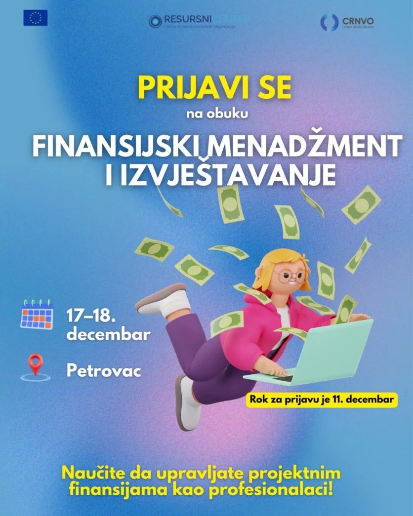 Poziv za obuku na temu “Finansijski menadžment i izvještavanje”