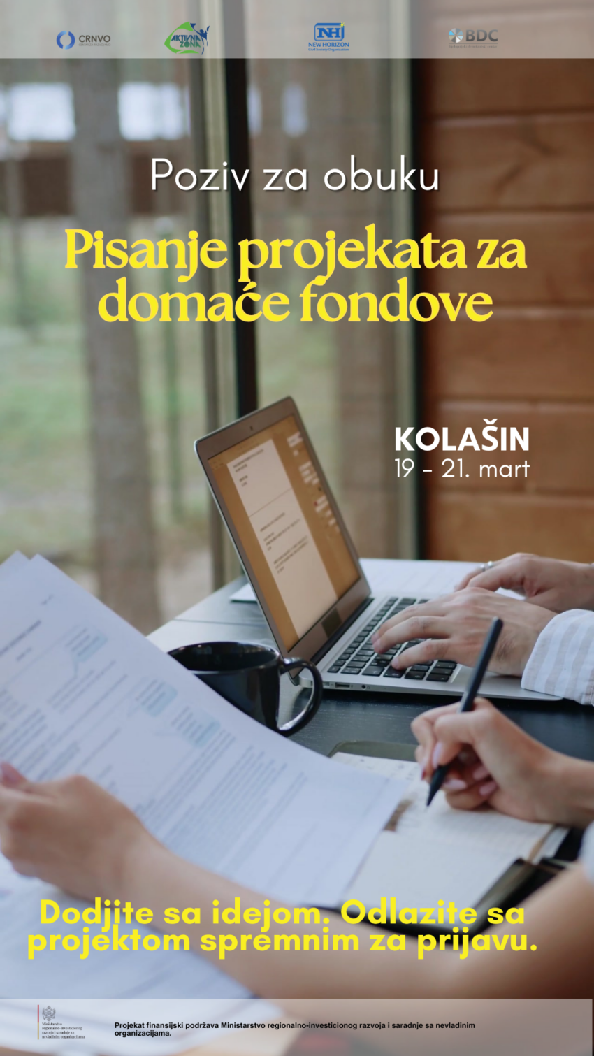 Poziv za obuku na temu”Pisanje projekata za domaće fondove”