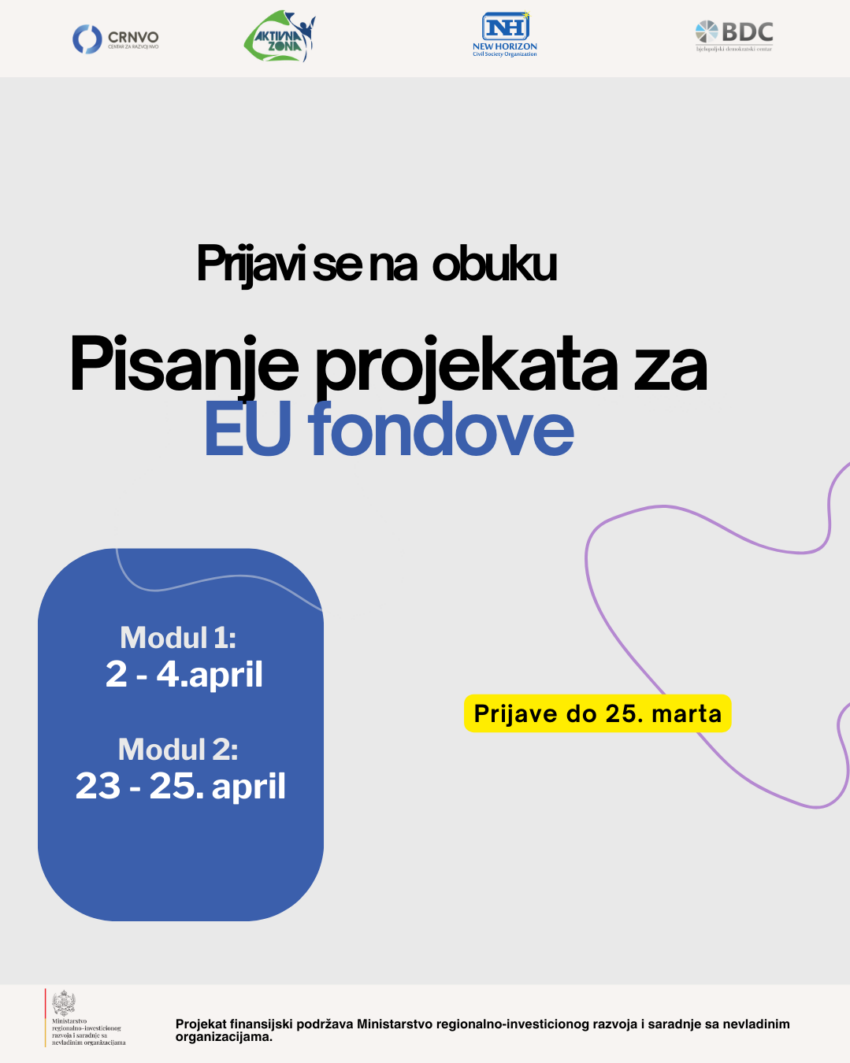 Poziv za obuku na temu “Pisanje projekata za EU fondove”